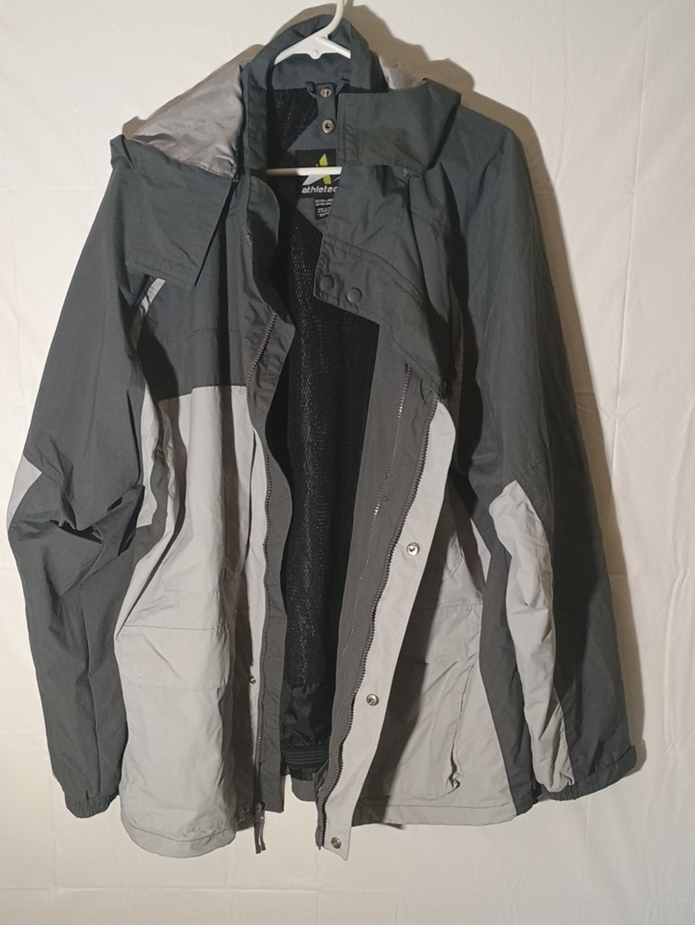 Athletic Works Two-Tone Dark Gray and Light Gray Hooded Raincoat